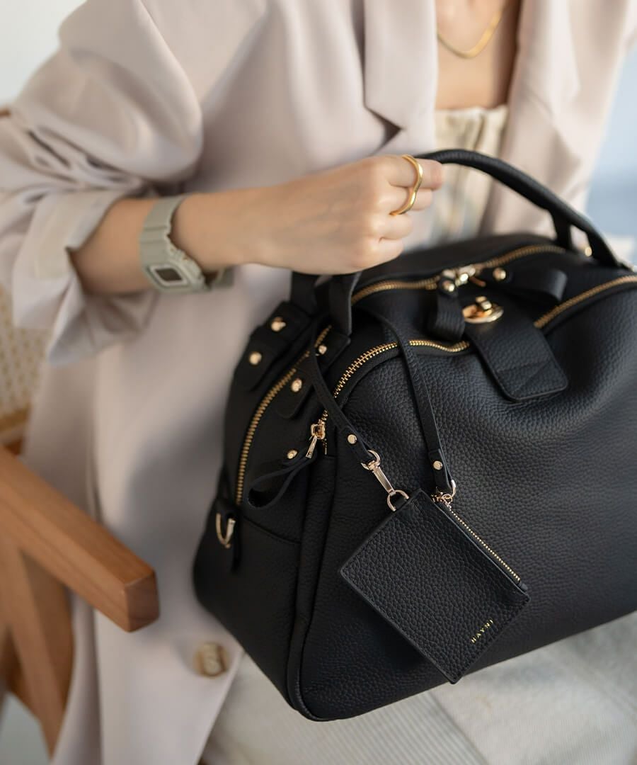 本革 ボストンバッグ ショルダーバッグ Loche ロシェ 第8世代 改良版 ブラック