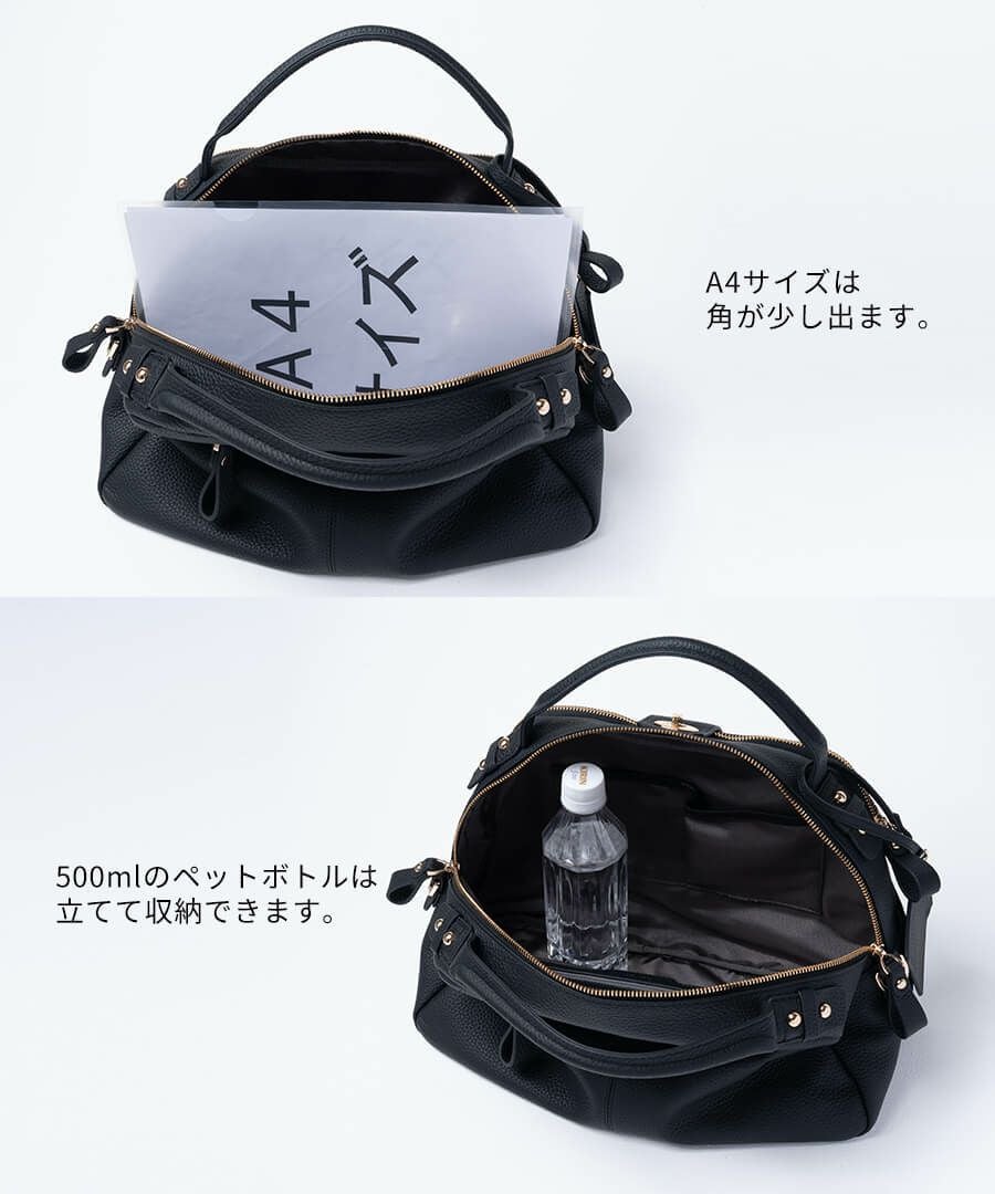 本革 ボストンバッグ ショルダーバッグ Loche ロシェ 第8世代 改良版 ブラック