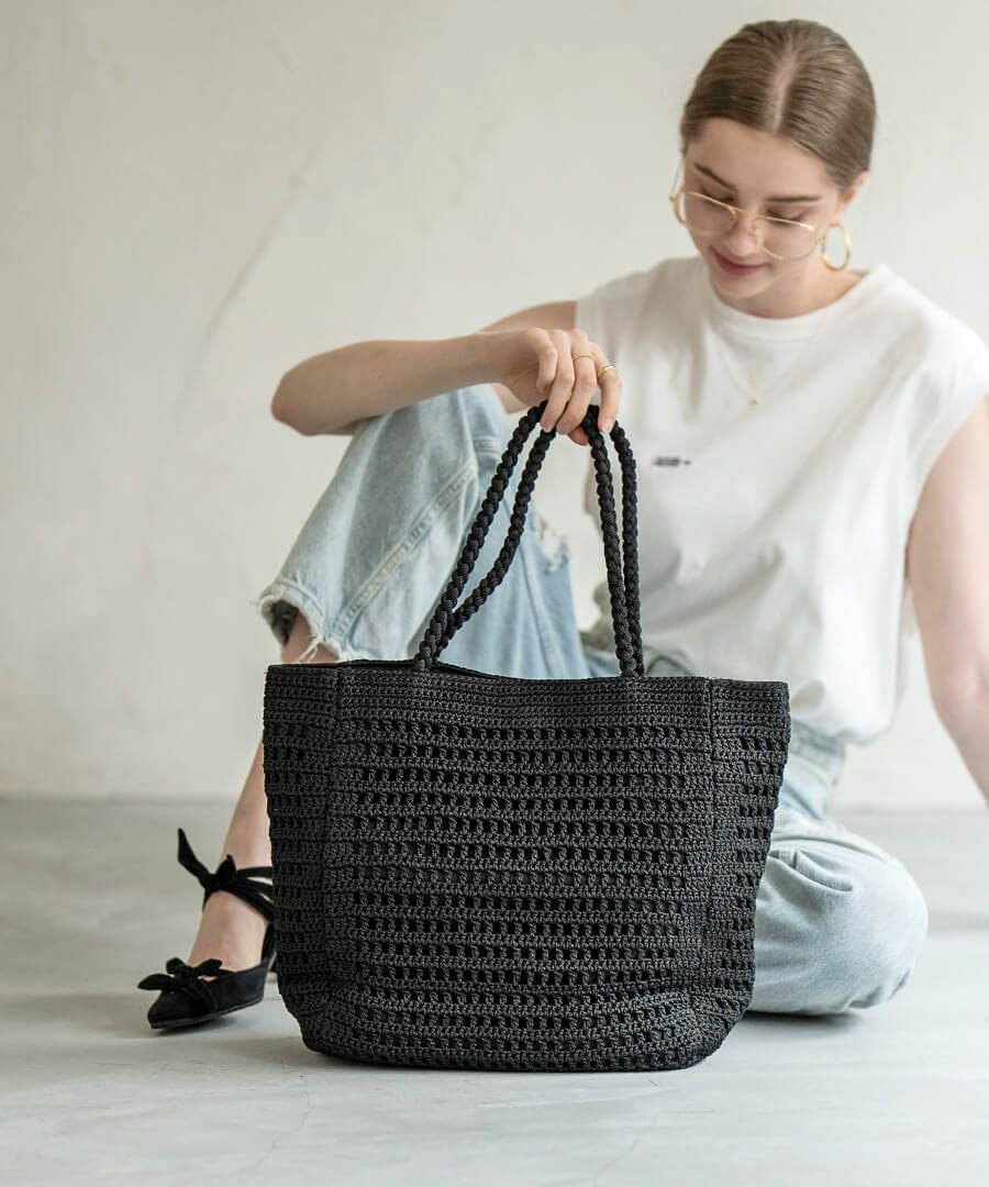  メッシュトートバッグ シンプル 大人 かわいい HAYNI. ヘイニ シルバーバッグ Diniya ディニヤ 　シルバー　グレー