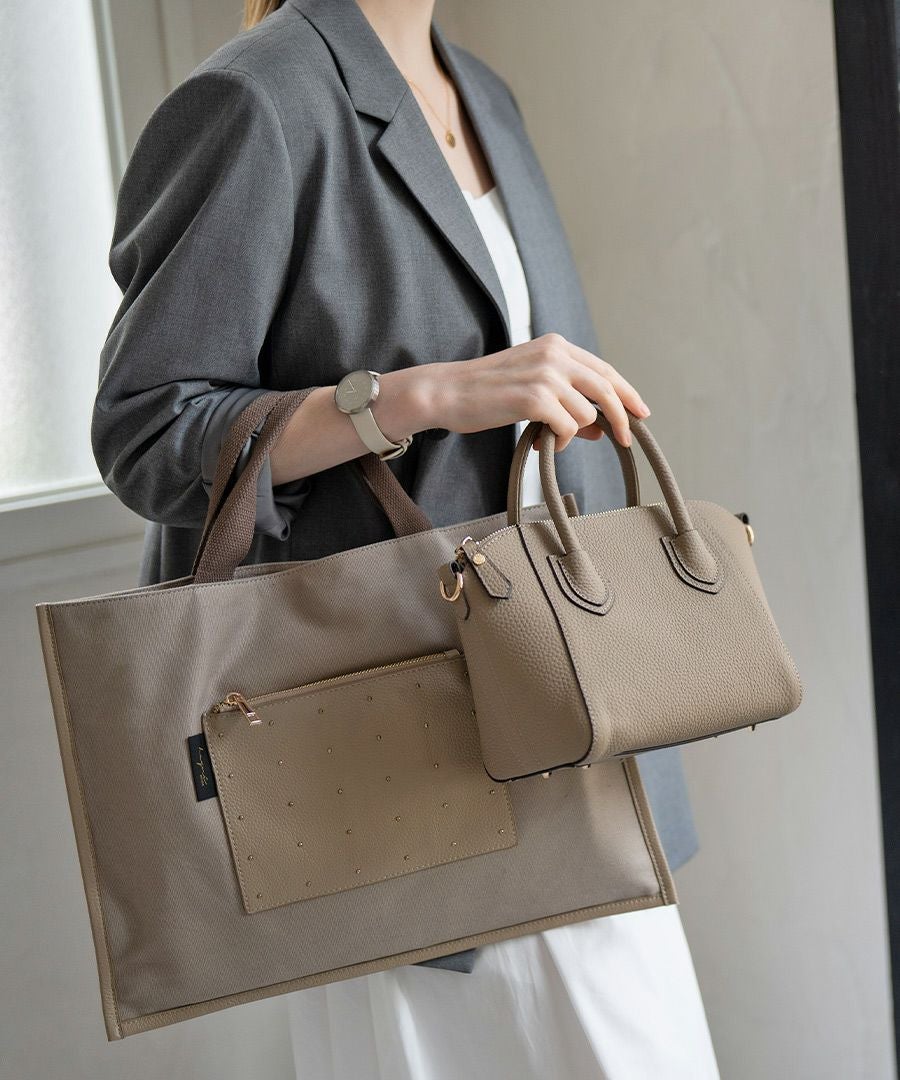 レッスンバッグ トートバッグ サブバッグ 手提げ レディース 帆布 キャンバス 本革 Lesche レスチェ