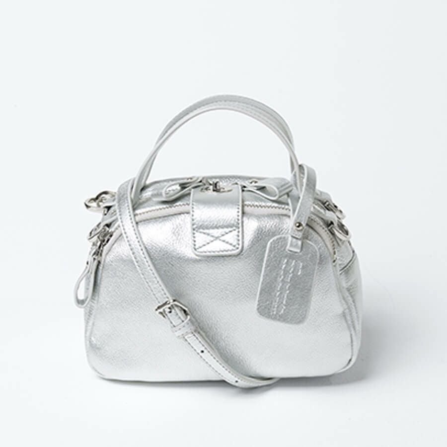 ショルダーバッグ レディース 斜めがけ ボストンバッグ 2way 大人 ワンマイル 小さめ 本革 牛革 バッグ レザー Baby Loche ベイビーロシェ シルバー