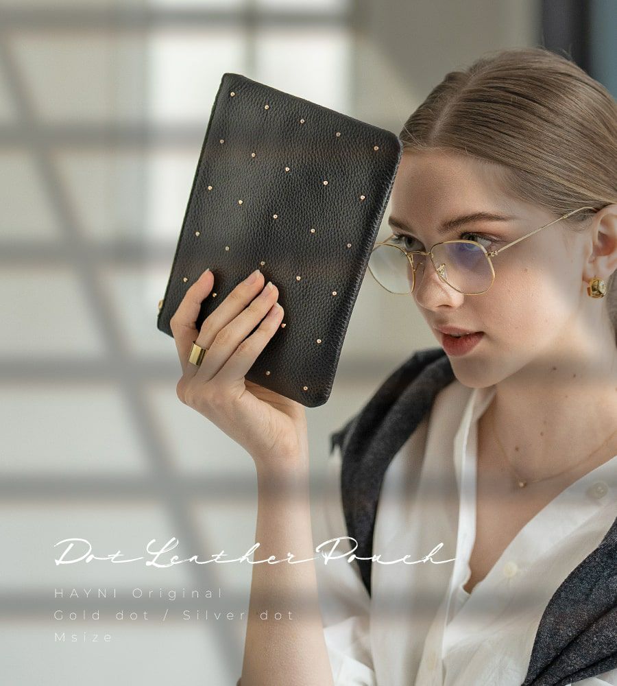 500円OFFクーポン(会員限定)5/11(9:59)まで】Dot leather pouch ドット