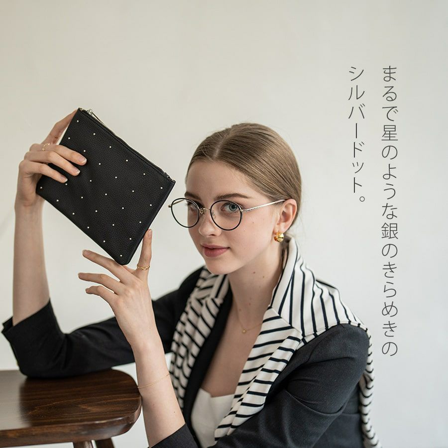 500円OFFクーポン(会員限定)5/11(9:59)まで】Dot leather pouch ドット