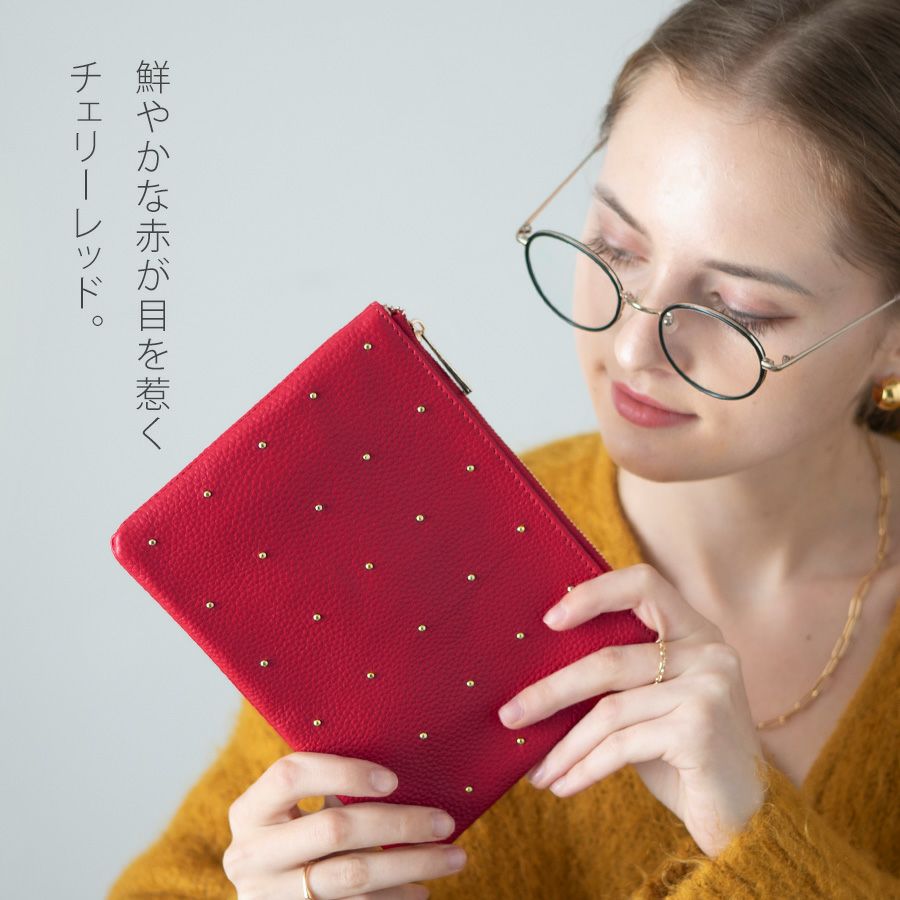 ドットレザーポーチ Mサイズ