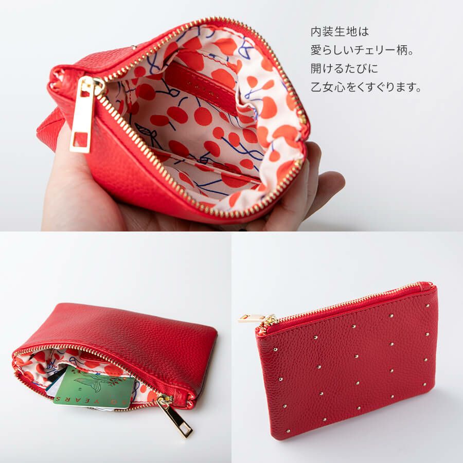 500円OFFクーポン(会員限定)5/11(9:59)まで】Dot leather pouch ドット