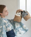 ねこ モチーフ 巾着 かごバッグ【Minetpanie ミネットパニエ】