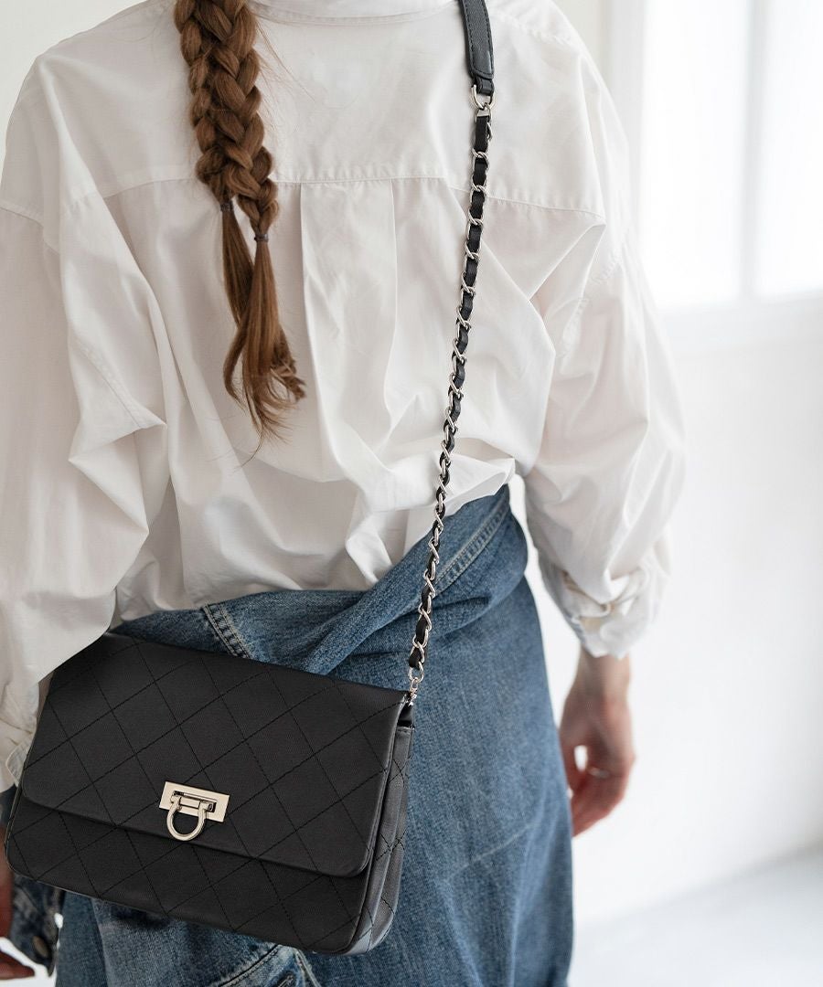 ショルダーベルト2種類付き キルティングチェーンバッグ Baldone バルドーネ Mサイズ【第2世代・改良版】