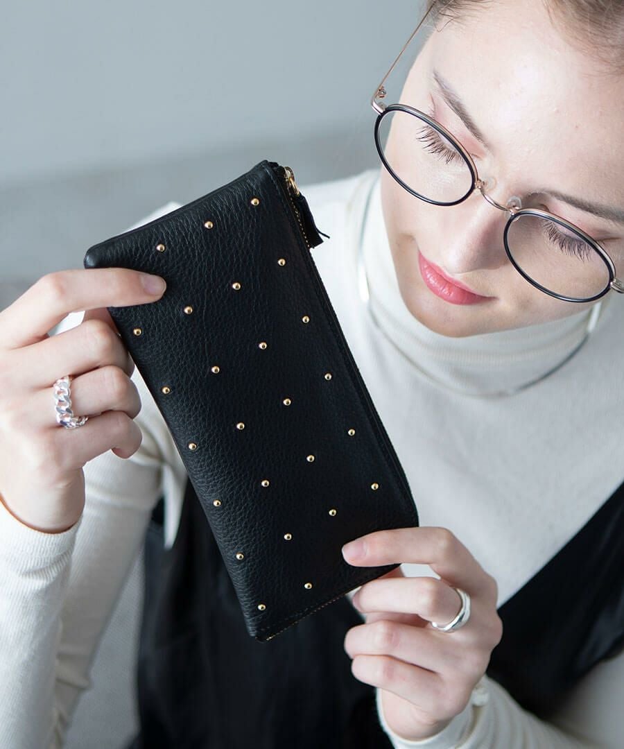 小物 Pomtata dot wallet POMTATA ポンタタ ロングウォレット L字 長財布 ドットレザー | HAYNI