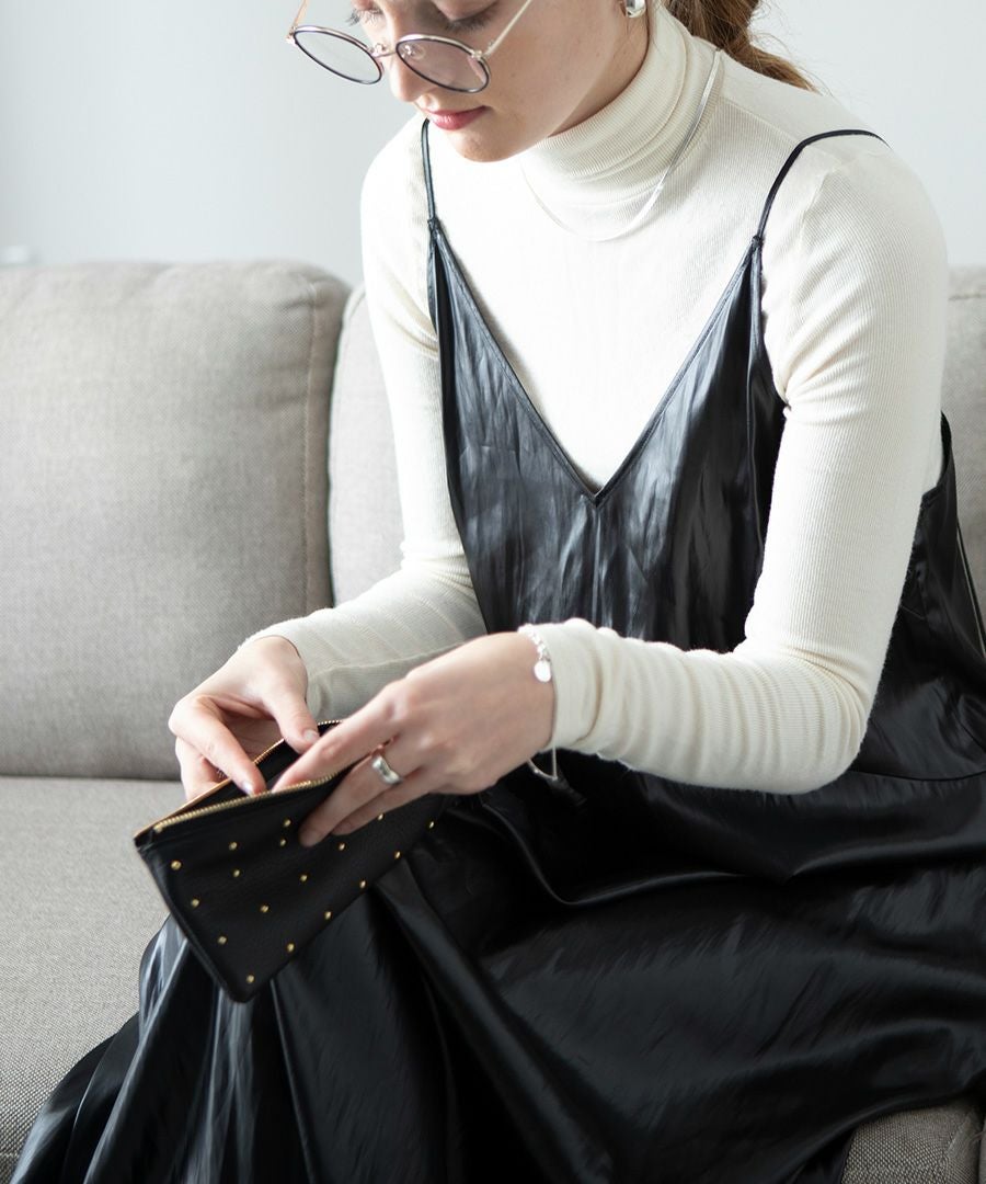 POMTATA ポンタタ ロングウォレット L字 長財布 ドットレザー