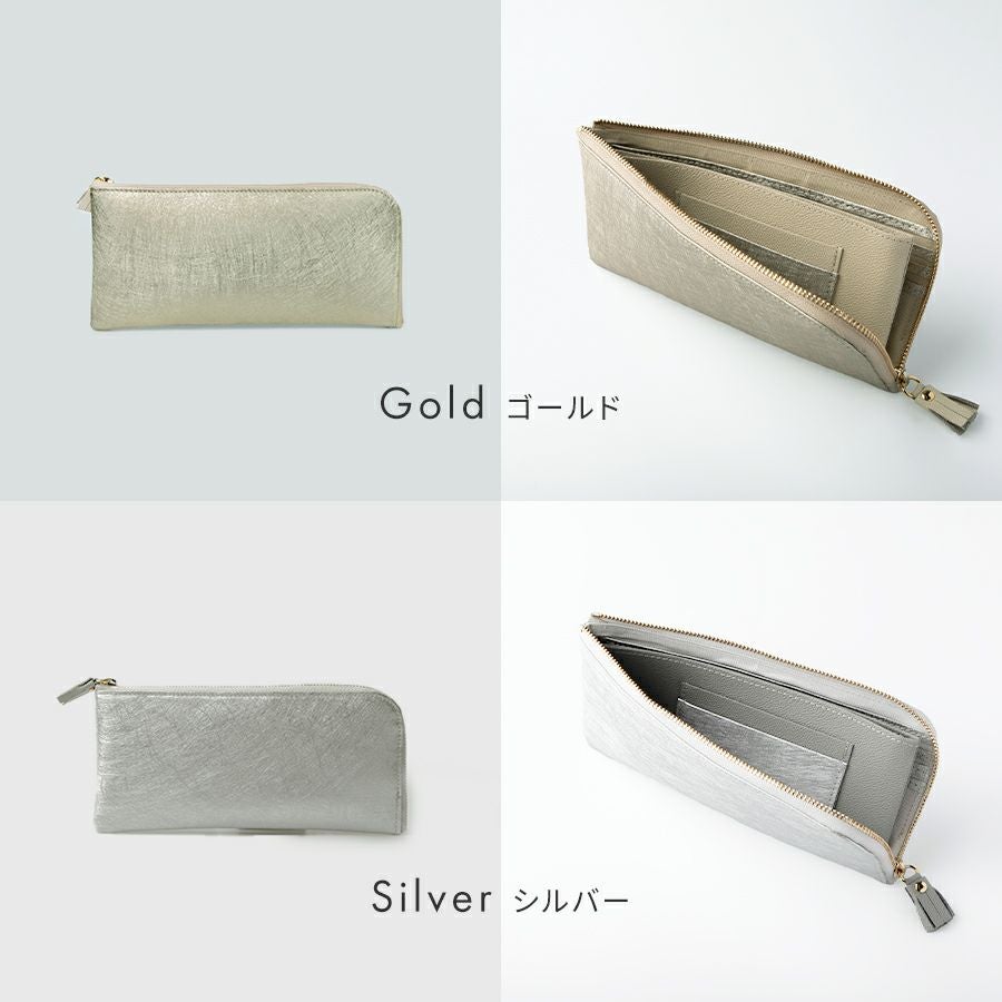 POMTATA ポンタタ ロングウォレット L字ファスナー長財布 メタリック箔