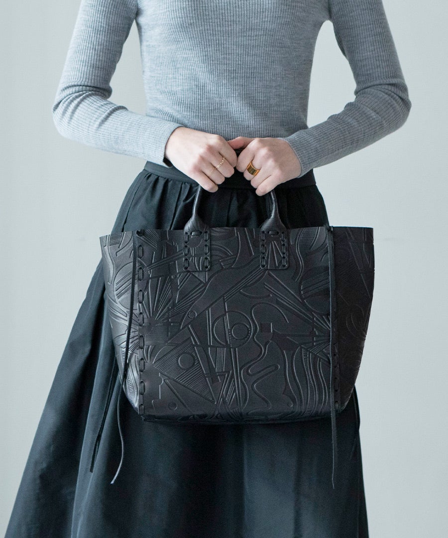 本革 牛革 スクエア トートバッグ POMTATA ポンタタ レザートート ブラック