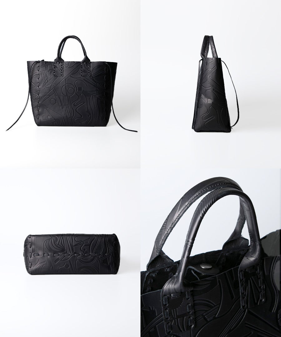 本革 牛革 スクエア トートバッグ POMTATA ポンタタ レザートート ブラック