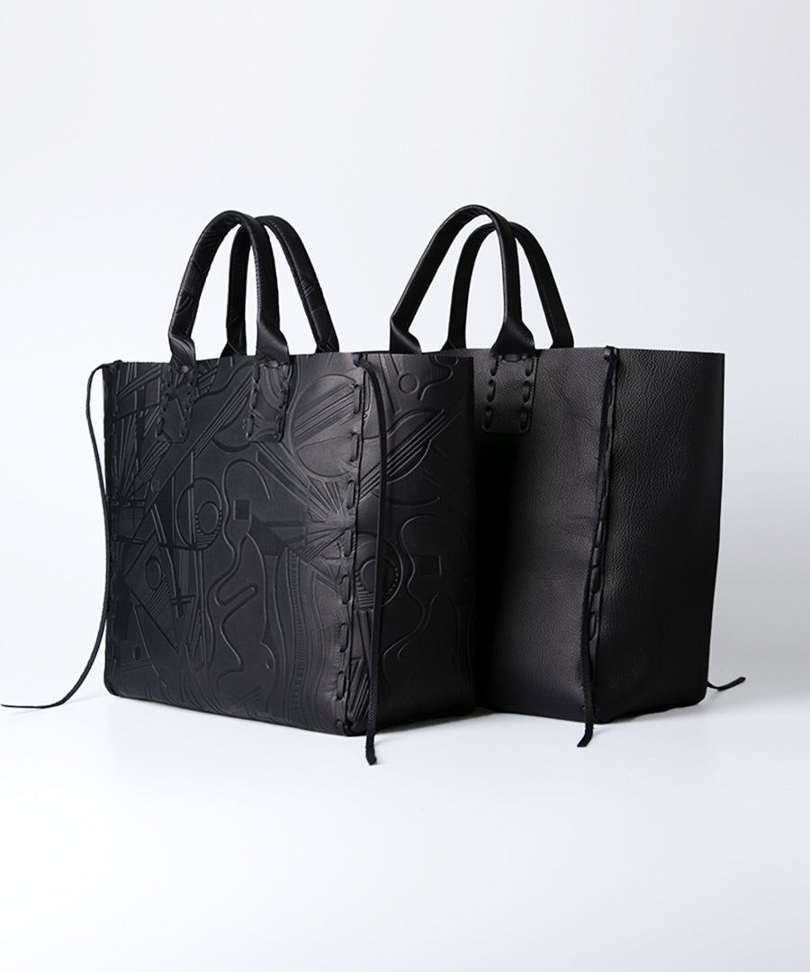 本革 牛革 スクエア トートバッグ POMTATA ポンタタ レザートート ブラック