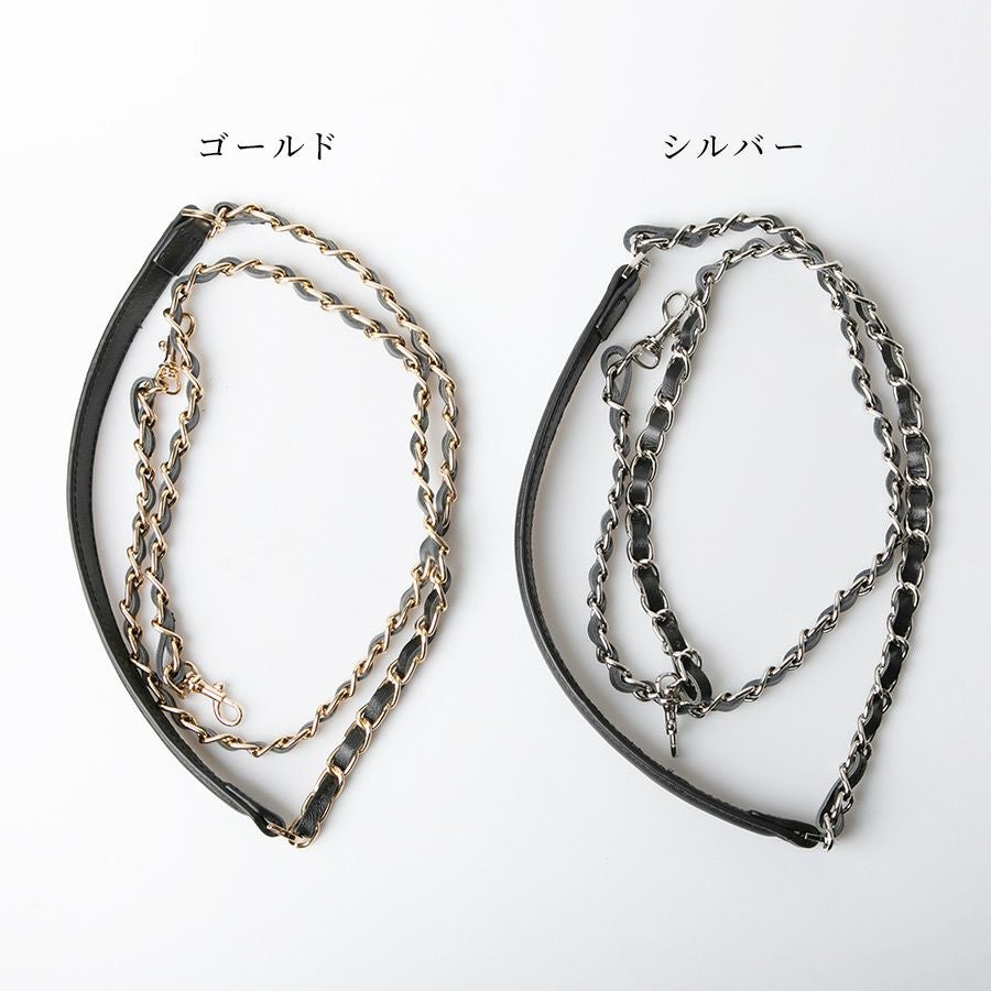 クッション付きレザーチェーンストラップ ロング