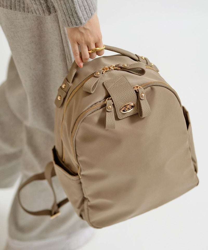 ナイロンバッグ はっ水 撥水 リュック デザイン展開あり Nylon Loche Ruck ナイロンロシェリュック【第2世代・改良版】 グレージュ(ゴールド金具)