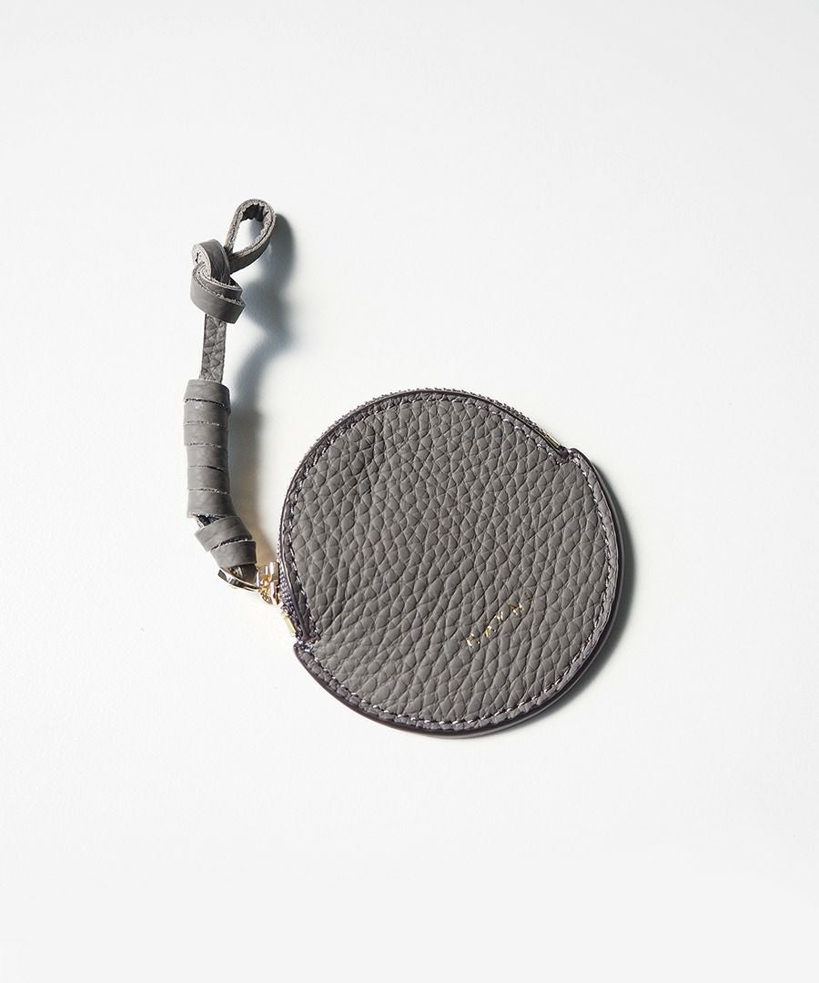 本革 丸型 バッグチャーム コインケース Marl マール グレージュ