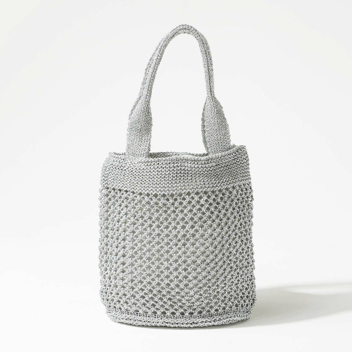 メタリックコード編みトートバッグ Lunemia ルナミア シルバー