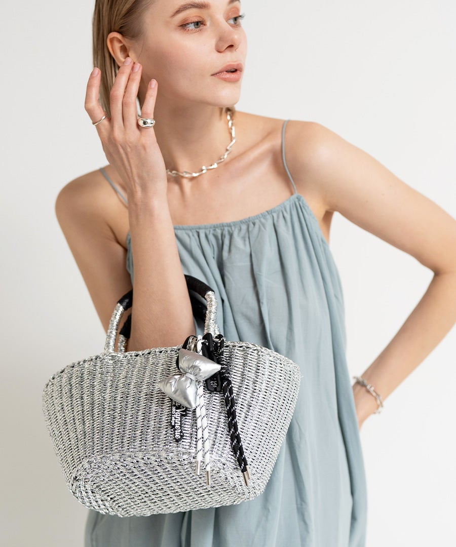 かごバッグ Rufle ルフレ シルバー