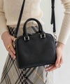本革 2way スクエア ハンドバッグ ショルダーバッグ Carret カレ ブラック
