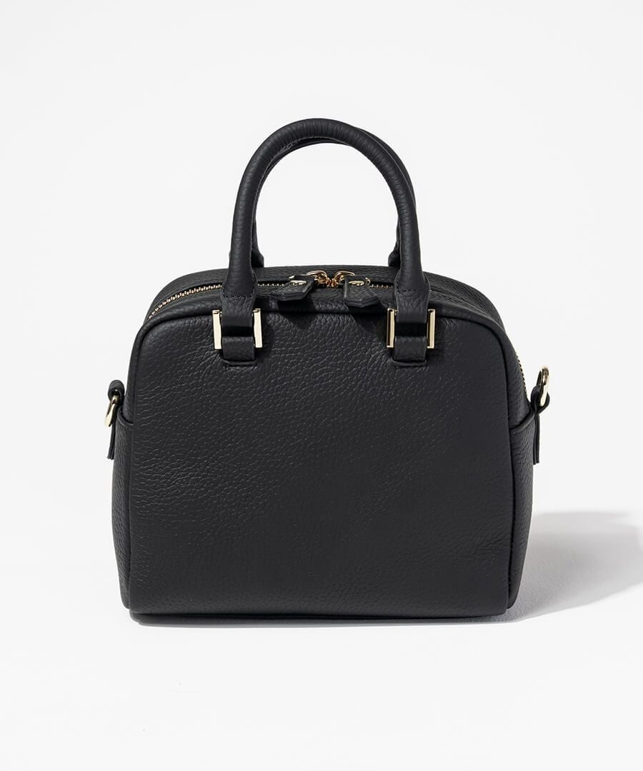 本革 2way スクエア ハンドバッグ ショルダーバッグ Carret カレ ブラック