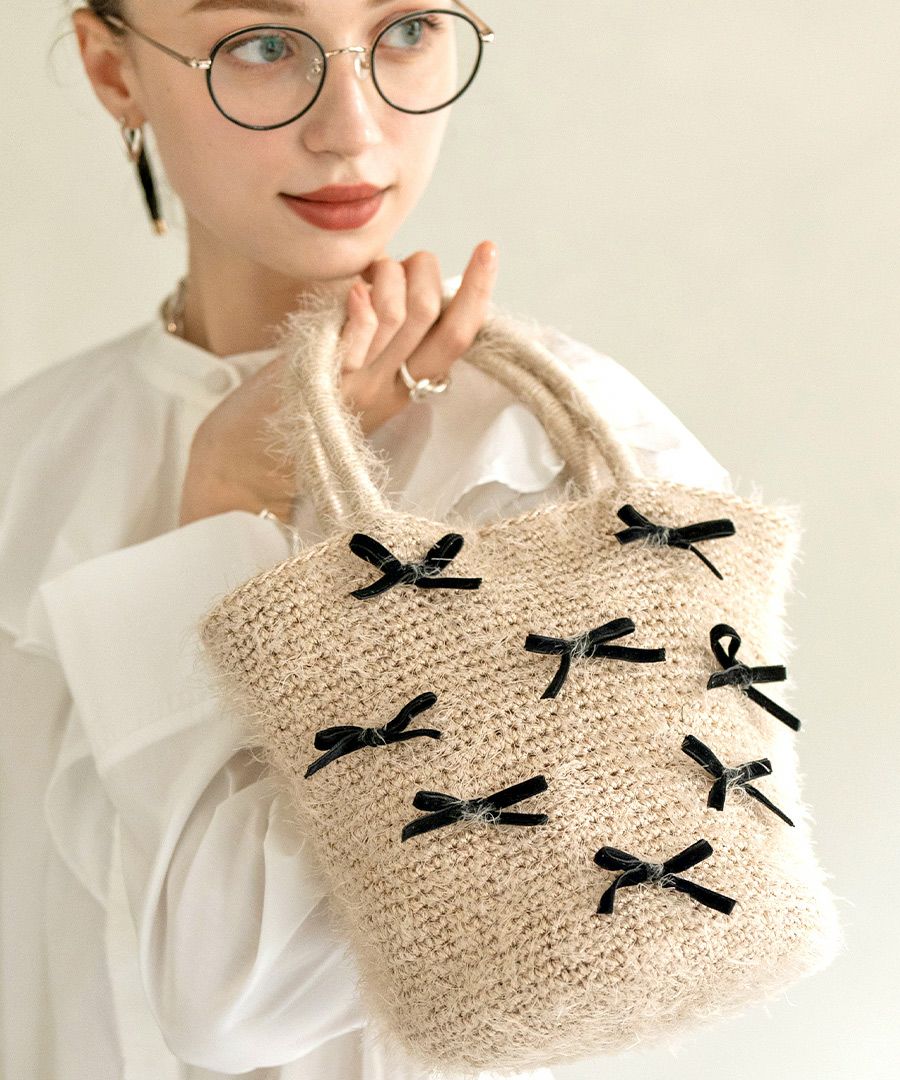 シャギー×リボン トートバッグ　Rubante ルバンテ