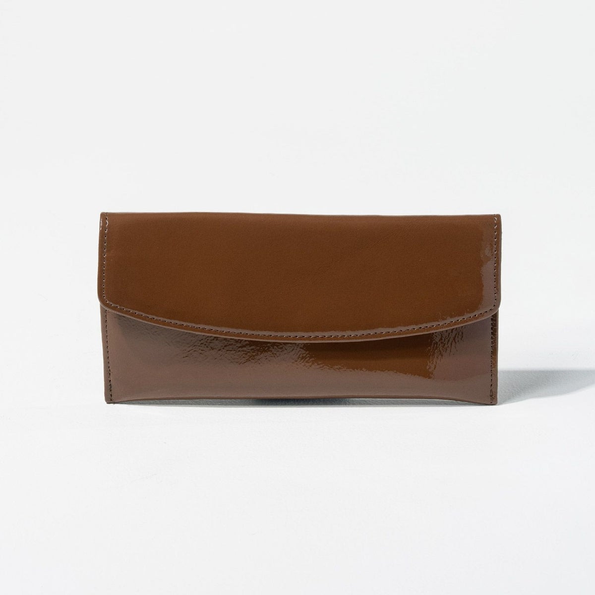 本革　エナメル 長財布 POMTATA ポンタタ ロングウォレット 長財布 エナメル ブラウン
