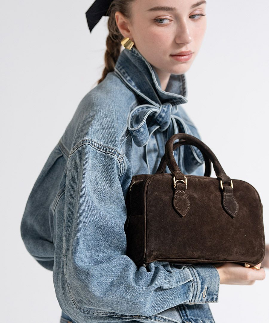 本革 スエード ミニボストンバッグ Baby Donusa ベイビードヌサ