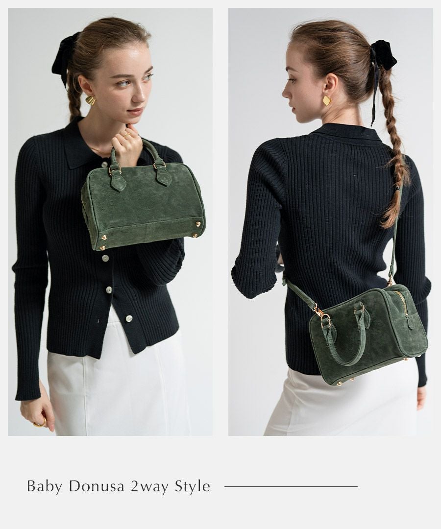 本革 スエード ミニボストンバッグ Baby Donusa ベイビードヌサ