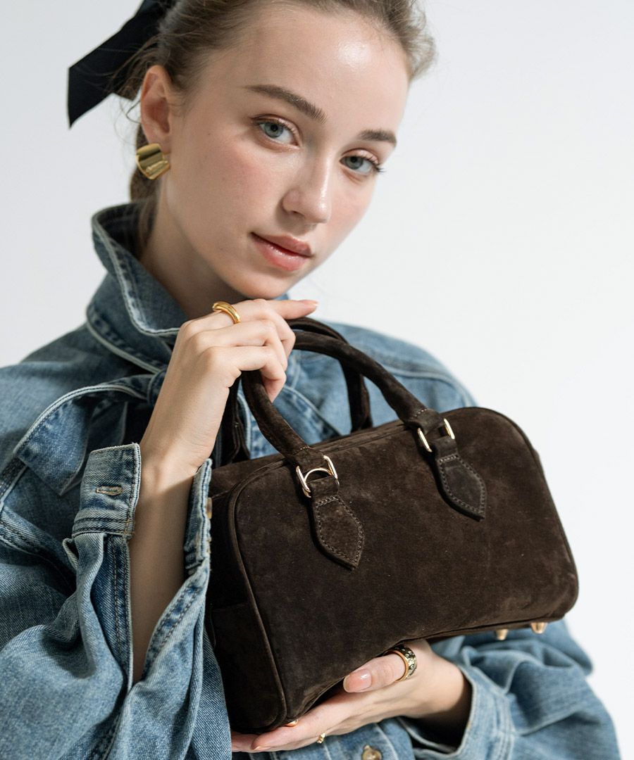 本革 スエード ミニボストンバッグ Baby Donusa ベイビードヌサ