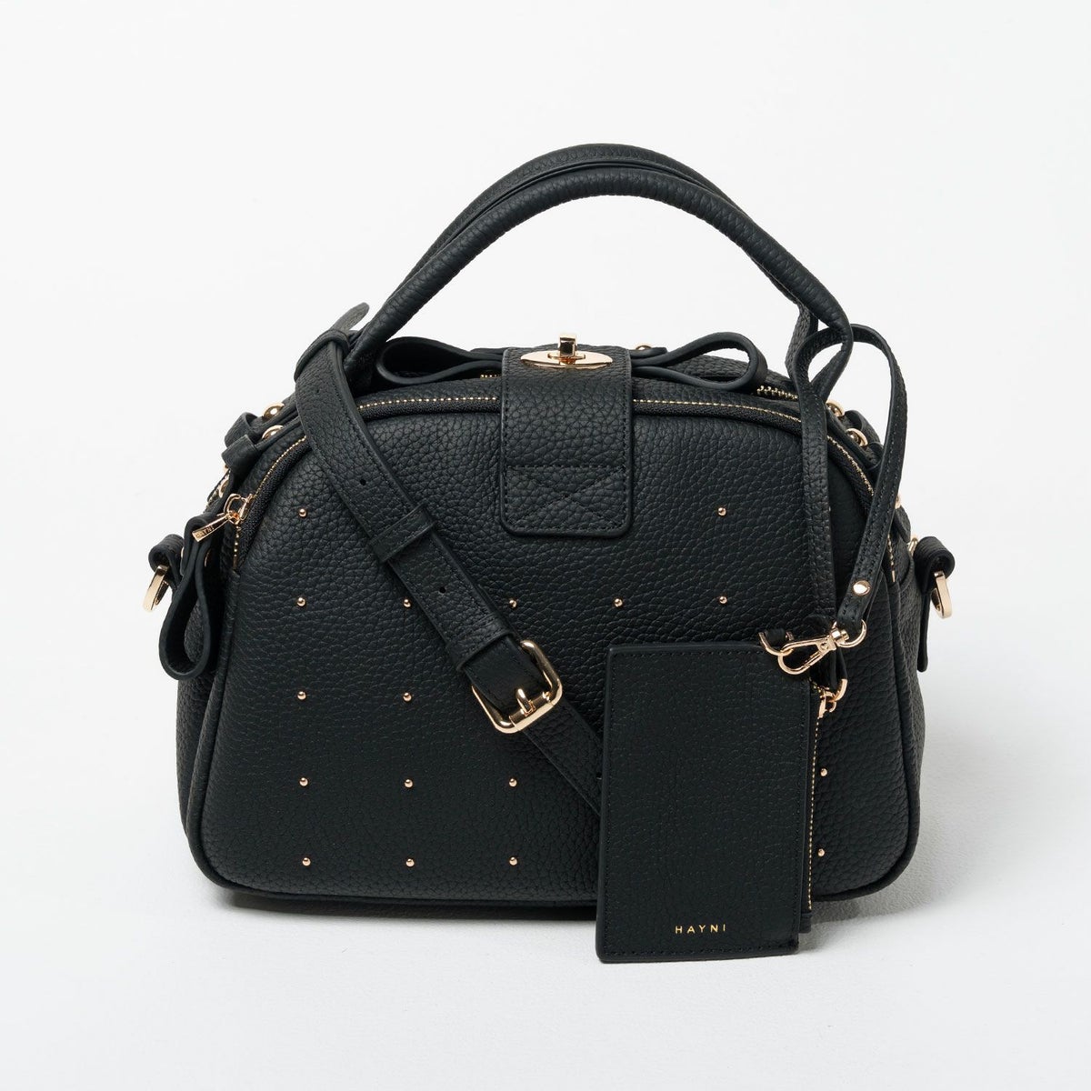 本革 2way ショルダーバッグ Nene Loche Dot ネネロシェ ドット ブラック(ゴールド金具)