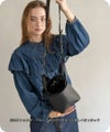 ねこモチーフ 本革 ファー ハンドバッグ Minetcuir ミネットキュイール クロ