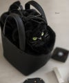ねこモチーフ 本革 ファー ハンドバッグ Minetcuir ミネットキュイール クロ