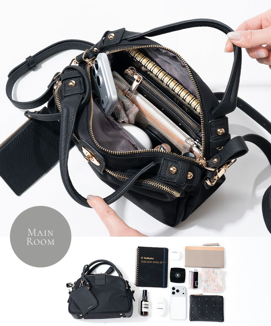 ナイロン 2way ショルダーバッグ ハンドバッグ 【 Nene Nylon Loche ネネナイロンロシェ 】