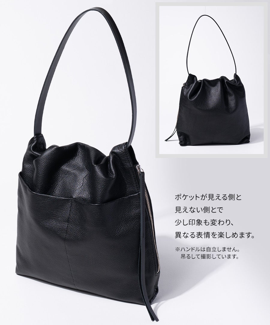 本革 ワンショルダーバッグ POMTATA ポンタタ ティオ MAトート ブラック