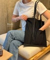 プリーツバッグ トートバッグ Risele リゼル Mサイズ ブラック×ブラック