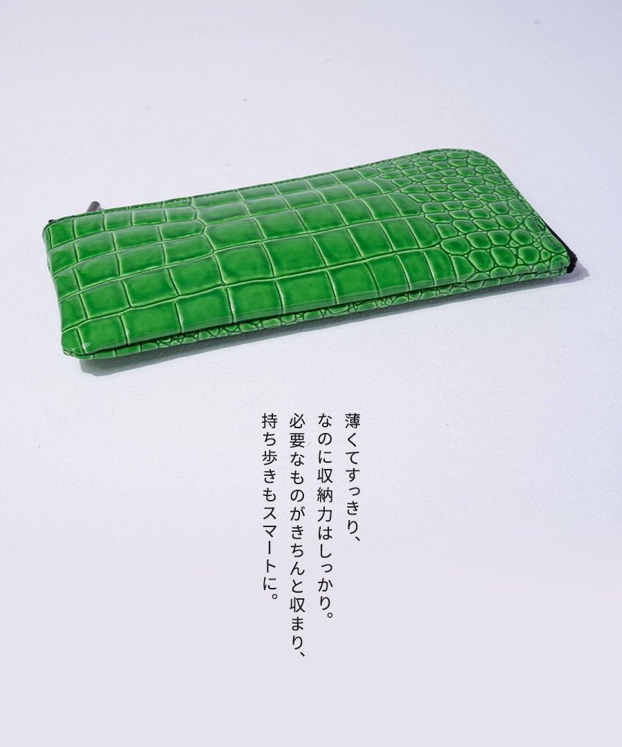 本革　長財布 POMTATA ポンタタ L字 長財布 クロコ型押し