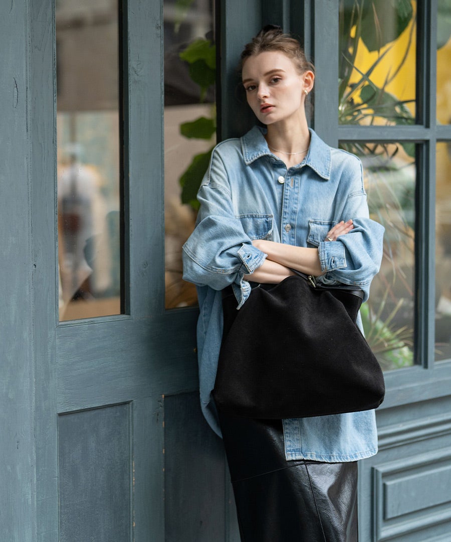 トートバッグ スエード Suviel noir スヴィエルノワール｜MAISON HAYNI